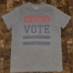 Aeropostale Gray Vote Graphic Tee with Red and Blue Stars